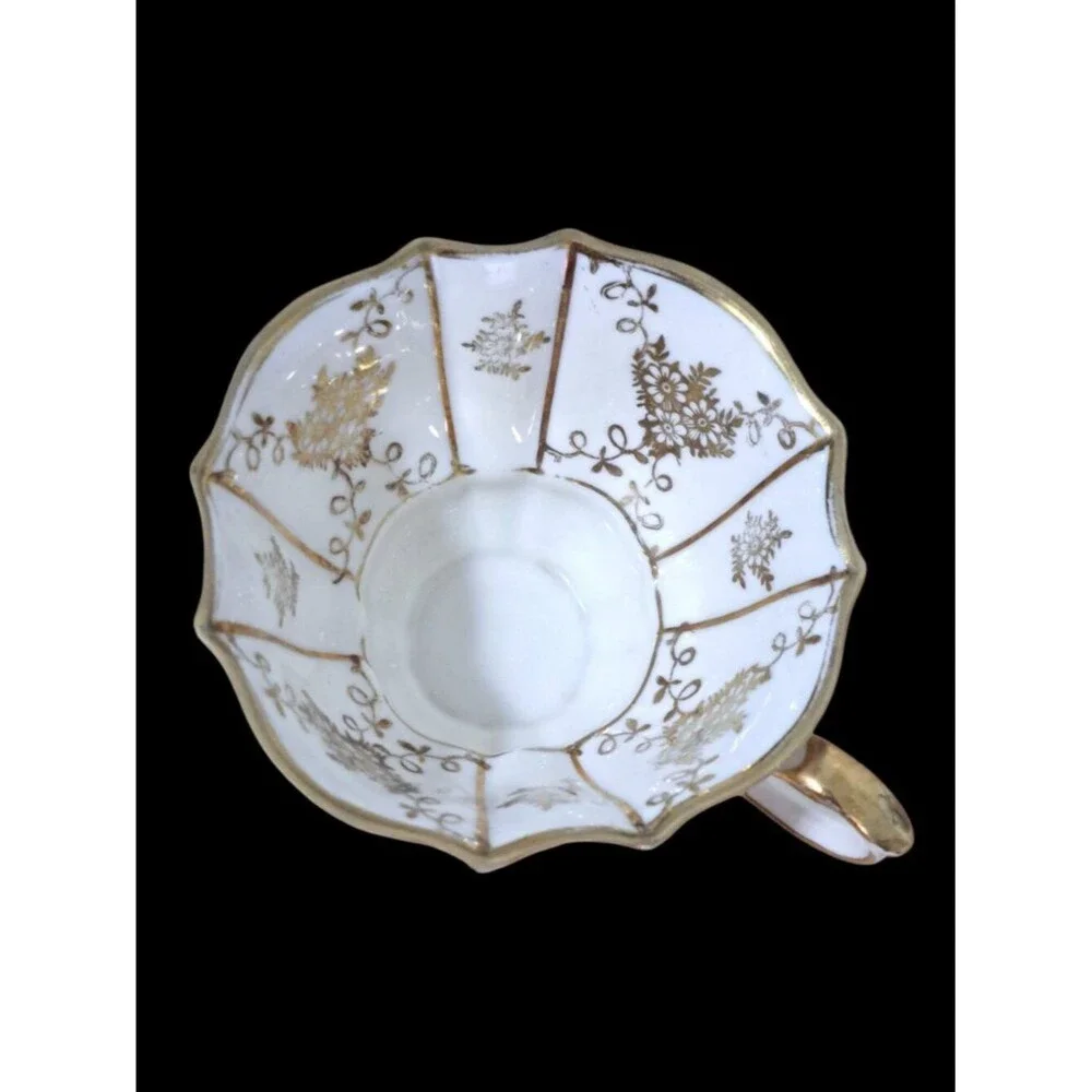 LINDNER Kueps Bavaria Demitasse Floral Footed Gold Gilt Porcelain Cup/Saucer